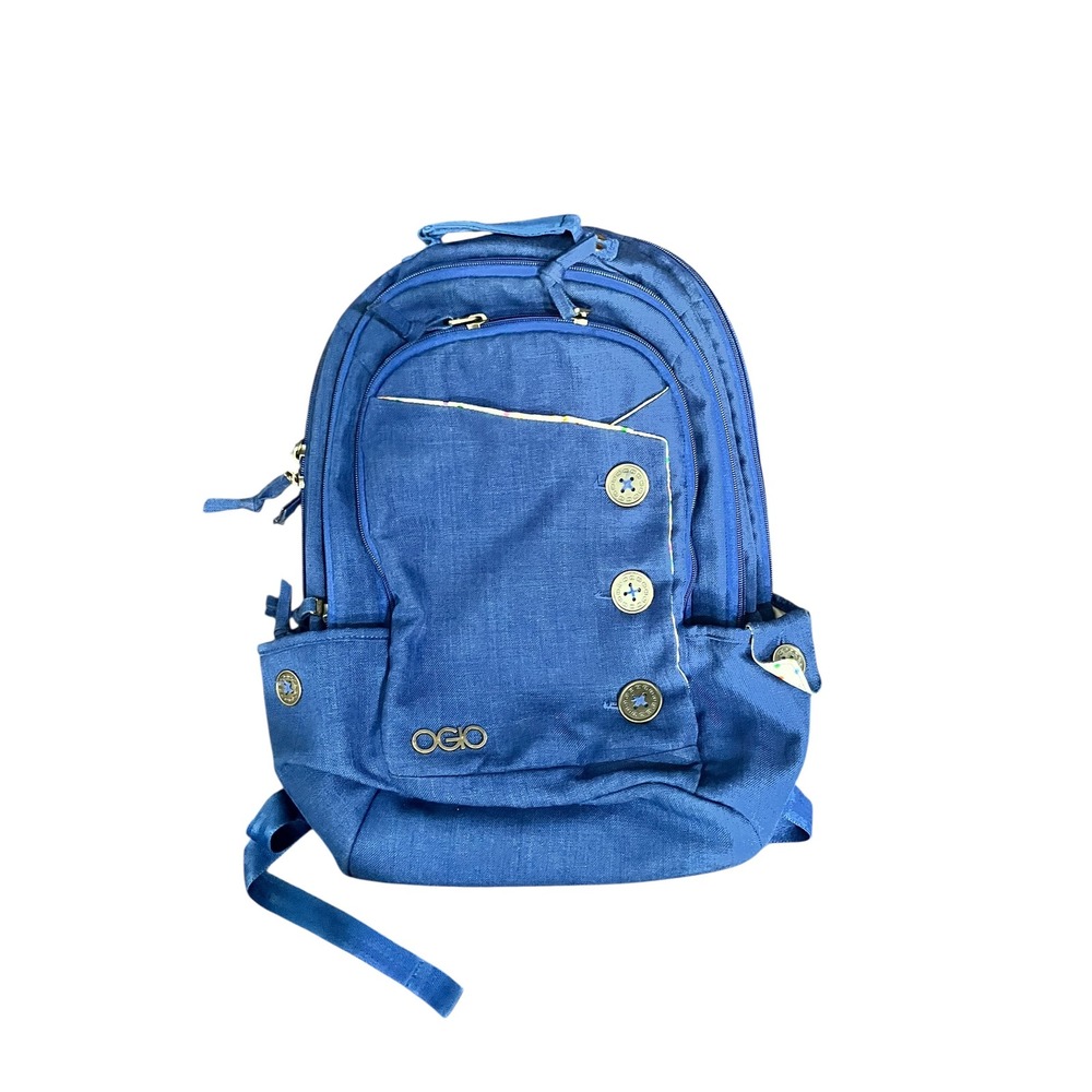 OGIO Blue Button Detail Backpack Polka Dot Interior Tech Laptop Bag